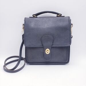 Vintage 80s Coach Station Bag Black Leather Crossbody‎ Shoulder Bag Turn Lock